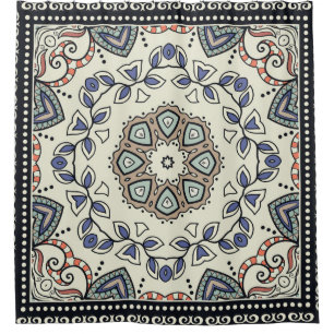 Seamless pattern with tribal ethnic mandala shower curtain