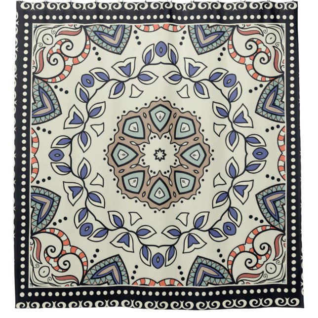 Seamless pattern with tribal ethnic mandala shower curtain (Front)