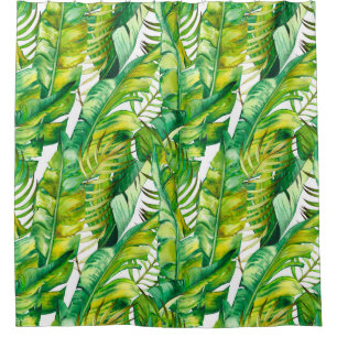 Seamless pattern with tropical banana leaves. Wate Shower Curtain