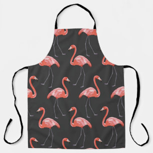 Seamless pattern with tropical birds and pink flam apron