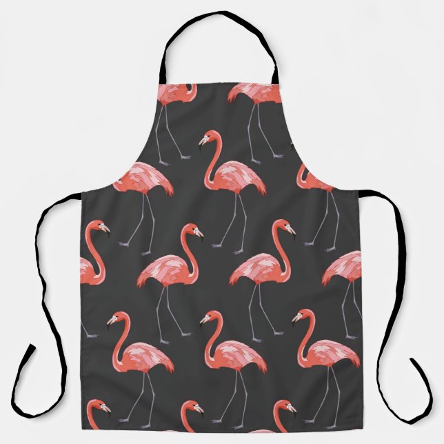 Seamless pattern with tropical birds and pink flam apron (Front)