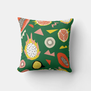 Seamless pattern with tropical fruits cushion