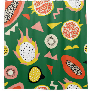 Seamless pattern with tropical fruits shower curtain