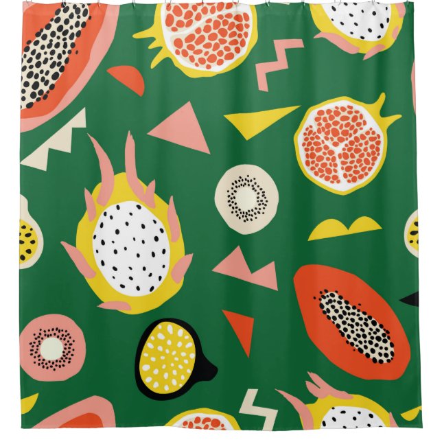 Seamless pattern with tropical fruits shower curtain (Front)