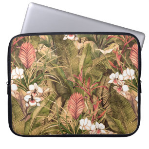 Seamless pattern with tropical leaves and flowers. laptop sleeve