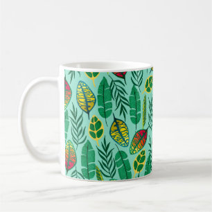 Seamless pattern with tropical leaves. Gouache art Coffee Mug