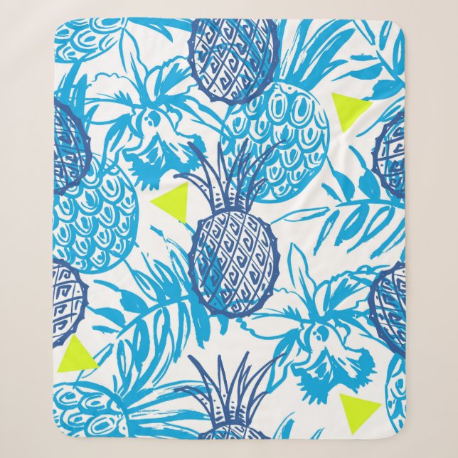 Seamless pattern with tropical motif sherpa blanket (Front)