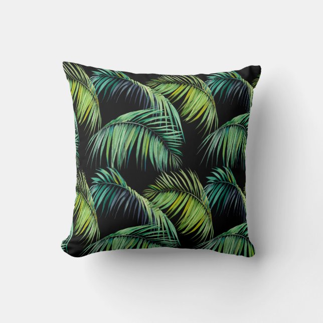 Seamless pattern with tropical palm leaves. Waterc Cushion (Front)