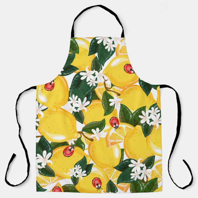 Seamless pattern with tropical summer lemon fruits apron (Front)