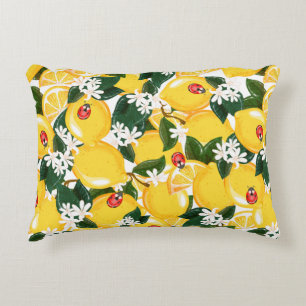 Seamless pattern with tropical summer lemon fruits decorative cushion