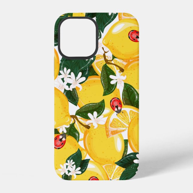 Seamless pattern with tropical summer lemon fruits iPhone case (Back)