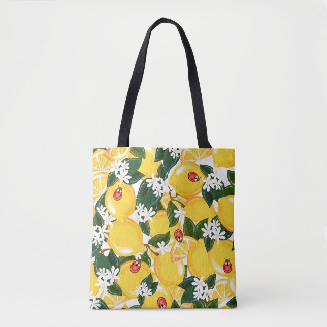 Seamless pattern with tropical summer lemon fruits tote bag (Front)