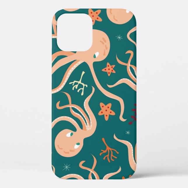 Seamless pattern with underwater ocean animals, cu Case-Mate iPhone case (Back)