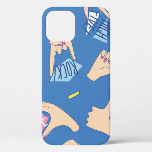 Seamless pattern with various hands gestures in br iPhone 12 case