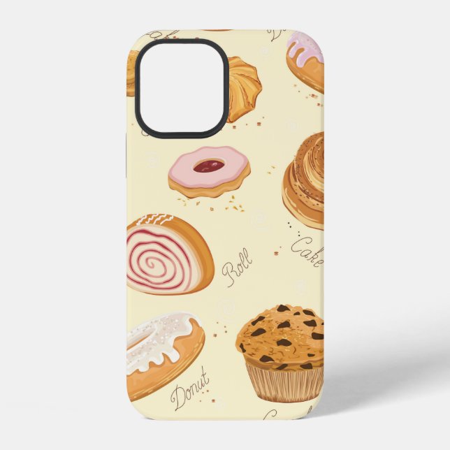 Seamless pattern with various pastries iPhone case (Back)