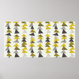 Seamless pattern with various triangles in retro s poster