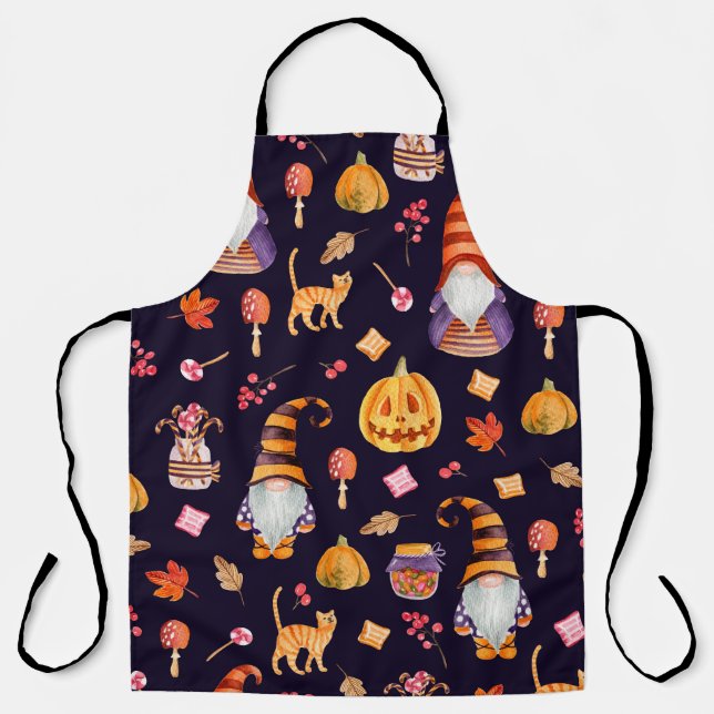 Seamless pattern with vintage Halloween elements.  Apron (Front)