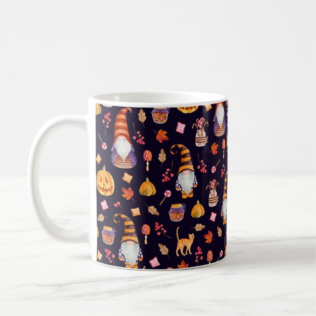 Seamless pattern with vintage Halloween elements.  Coffee Mug (Left)
