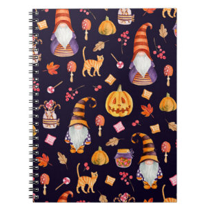 Seamless pattern with vintage Halloween elements.  Notebook