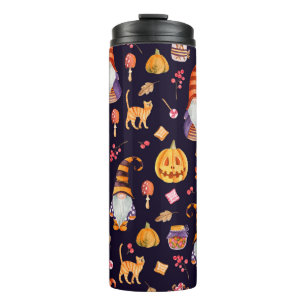 Seamless pattern with vintage Halloween elements. Thermal Tumbler