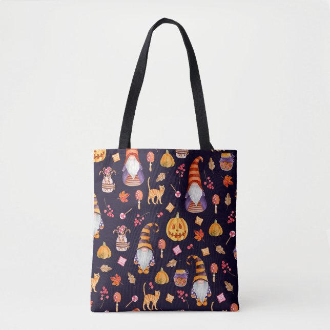 Seamless pattern with vintage Halloween elements.  Tote Bag (Front)