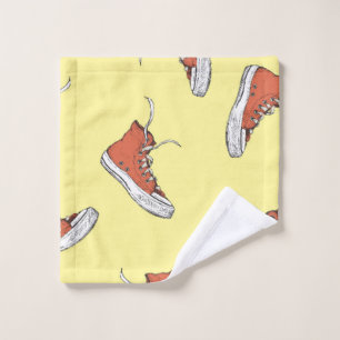 Seamless pattern with vintage red sneakers,hand dr wash cloth