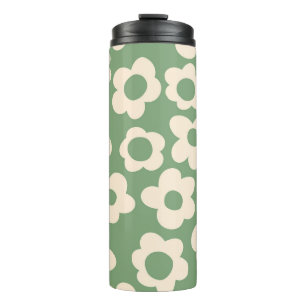 Seamless pattern with vintage vintage groovy flowe thermal tumbler