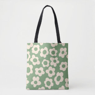 Seamless pattern with vintage vintage groovy flowe tote bag