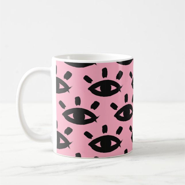 Seamless pattern with watercolor eyes coffee mug (Left)