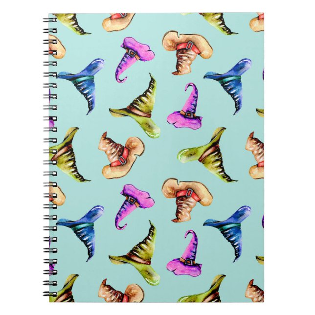 Seamless pattern with watercolor old hats,hand pai notebook (Front)