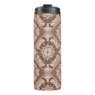 Seamless pattern with watercolor ornament thermal tumbler