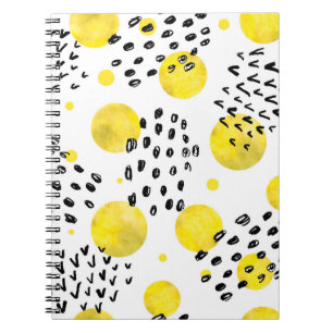 Seamless pattern with watercolor polka dots notebook