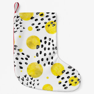 Seamless pattern with watercolor polka dots small christmas stocking