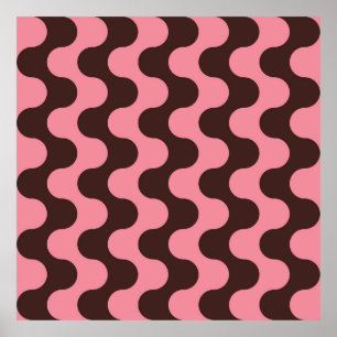 Seamless pattern with wavy stripes in retro style. poster