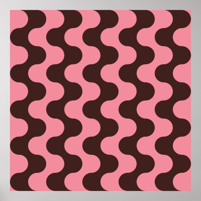 Seamless pattern with wavy stripes in retro style. poster (Front)