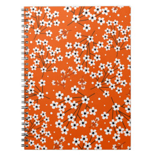 Seamless pattern with white small flowers notebook
