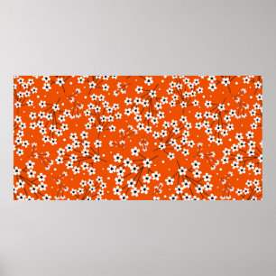 Seamless pattern with white small flowers poster