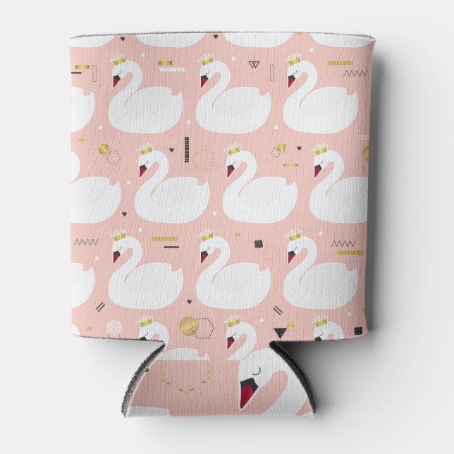 Seamless pattern with white swans. can cooler (Front)