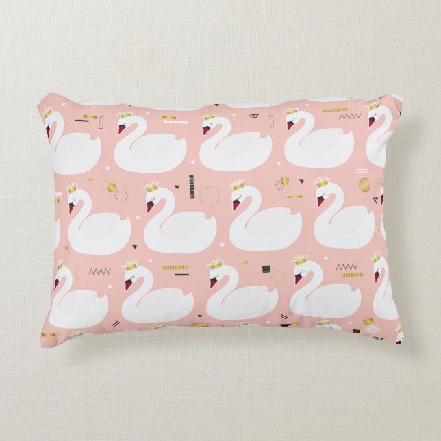 Seamless pattern with white swans. decorative cushion (Front)