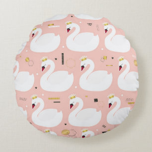 Seamless pattern with white swans. round cushion
