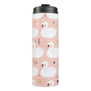Seamless pattern with white swans. thermal tumbler
