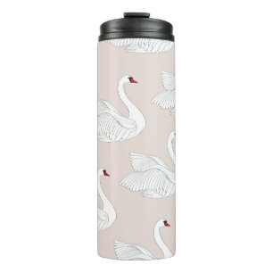 Seamless pattern with white swans. White bird orna Thermal Tumbler