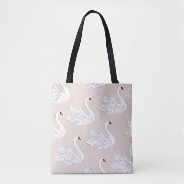 Seamless pattern with white swans. White bird orna Tote Bag (Front)