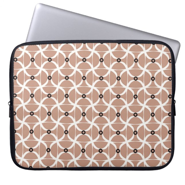Seamless pattern with white wavy lines and black s laptop sleeve (Front)