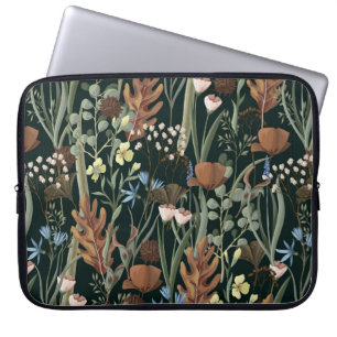 Seamless pattern with wild and dried flowers. Autu Laptop Sleeve