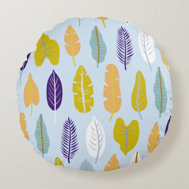Seamless pattern with wild tropical rainforest pla round cushion (Front)