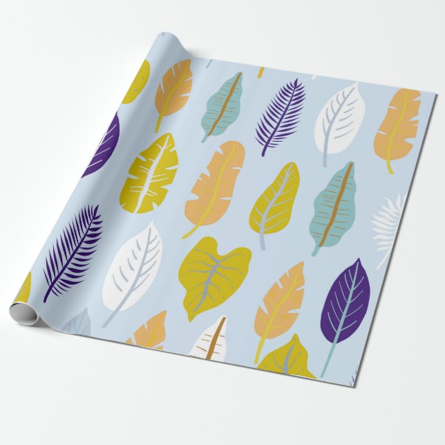 Seamless pattern with wild tropical rainforest pla wrapping paper (Unrolled)