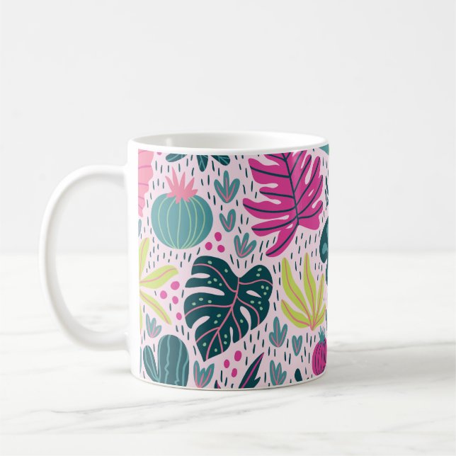 Seamless pattern with wild tropical rainforest. Tr Coffee Mug (Left)