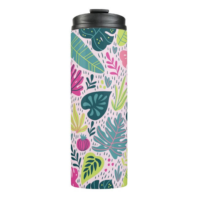Seamless pattern with wild tropical rainforest. Tr Thermal Tumbler (Front)