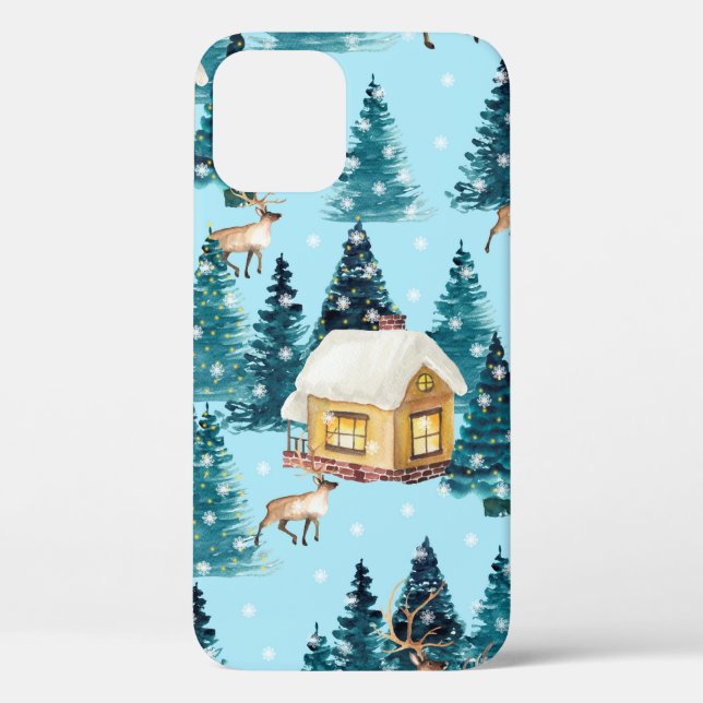 Seamless pattern with winter village in the forest Case-Mate iPhone case (Back)